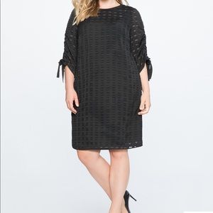 NWT ELOQUII Black Textured Windowpane Dress